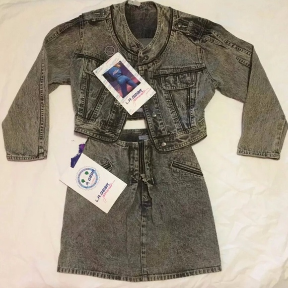 L.A. Gear Other - VTG* 1985 L.A. GEAR Acid Washed Denim Jacket Skirt